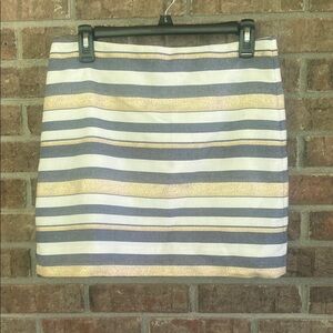 J. Crew Women's Striped Pencil Skirt in Cream,Grey and Gold